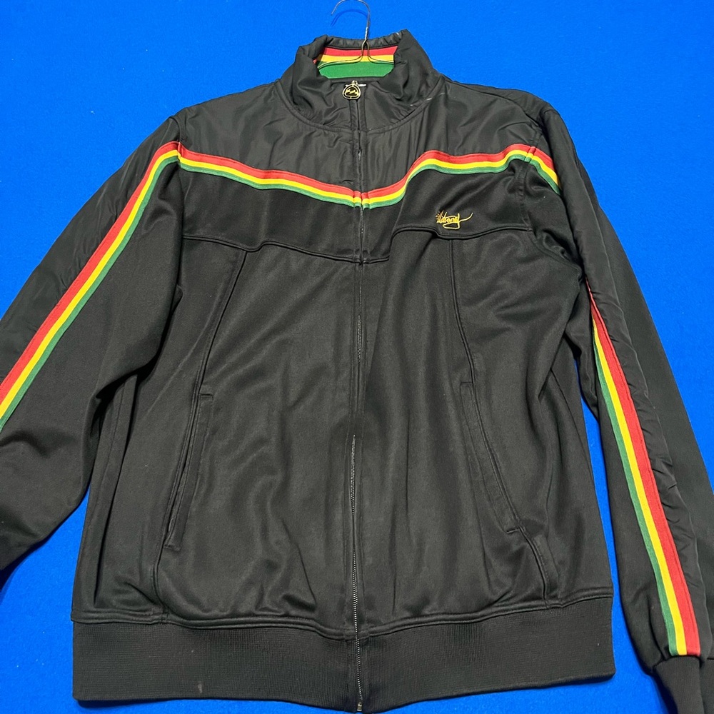 Billabong Black and Red Windbreaker with Bold Stripes